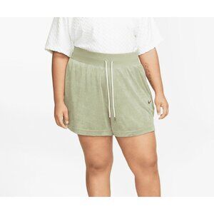 NEW! Nike Sportswear Green Terry Cloth Shorts Pull On Women's Plus Size 1X